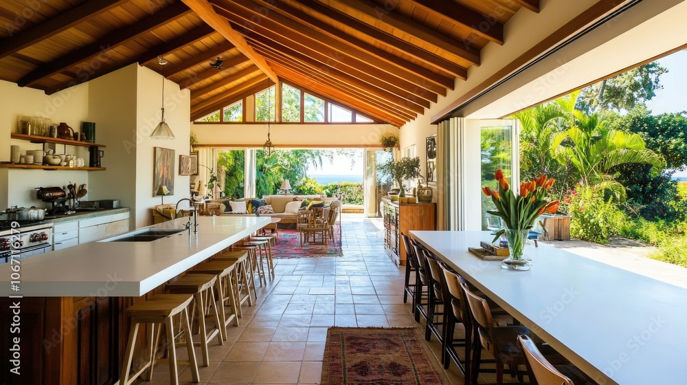 Modern Open Kitchen with Scenic View and Natural Light Modern Open Kitchen with Scenic View and Natural Light