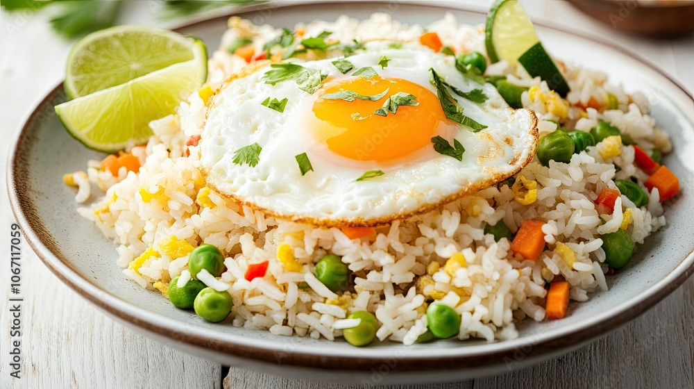 Delicious Fried Rice with Egg and Fresh Vegetables Delicious Fried Rice with Egg and Fresh Vegetables