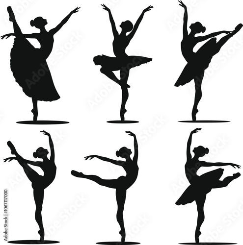 Ballerina Dance Silhouette Illustration with a white background