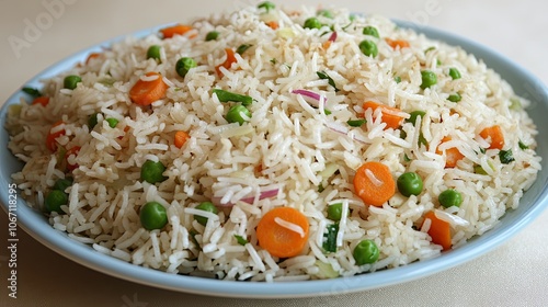 Colorful Vegetable Rice Dish on a Plate