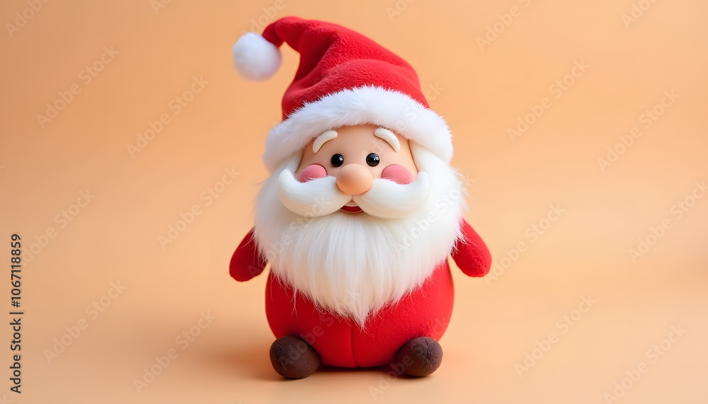 A cute plush Santa Claus figurine, fully isolated on a bright background, emphasizing its cheerful expression and details. Perfect for festive themes and holiday decorations A cute plush Santa Claus figurine, fully isolated on a bright background, emphasizing its cheerful expression and details. Perfect for festive themes and holiday decorations