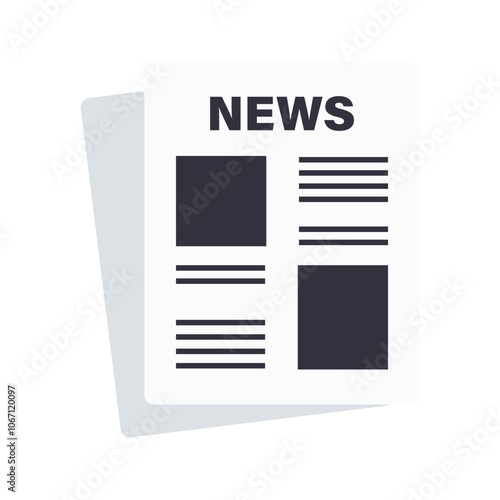 News paper icon. Communication, media, headline, broadcast, publication, article concepts. Flat vector design isolated illustration.