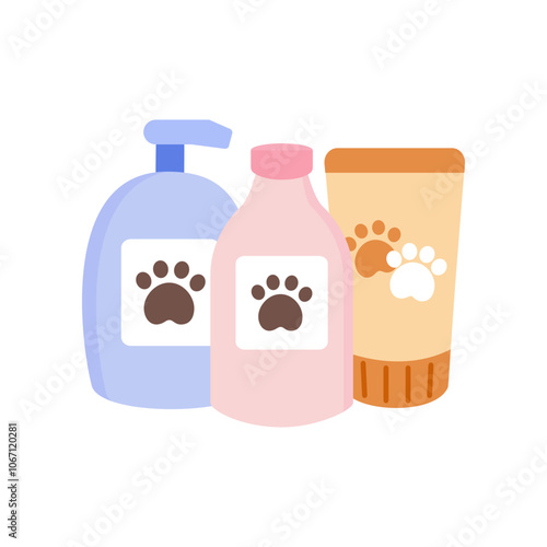 Pet products. Veterinary, care, animal health concepts. Flat vector design isolated illustration.