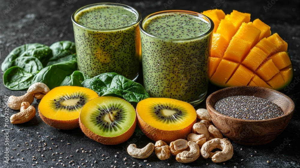 Discover delicious recipes for nutritious green smoothies with mango spinach and chia seeds Discover delicious recipes for nutritious green smoothies with mango spinach and chia seeds