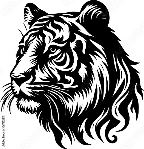 Wallpaper Mural tiger head silhouette  vector Torontodigital.ca