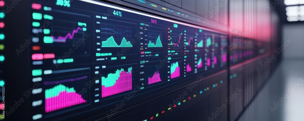 A close-up view of digital data analytics displayed on screens, showcasing colorful graphs and charts for data visualization. A close-up view of digital data analytics displayed on screens, showcasing colorful graphs and charts for data visualization.
