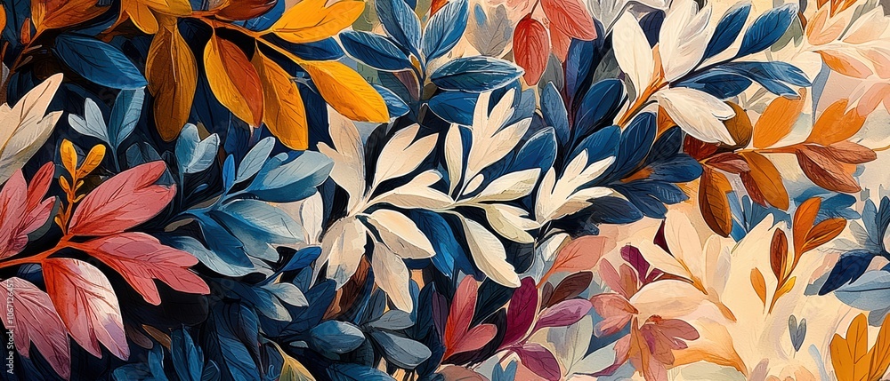 Colorful Leaves Pattern with Artistic Texture Colorful Leaves Pattern with Artistic Texture