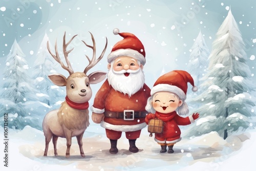 Cute Santa Claus winter christmas outdoors.