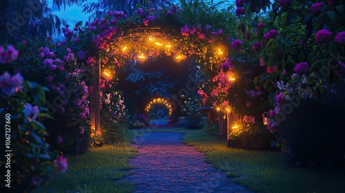 Enchanted Garden Pathway with Twinkling Lights