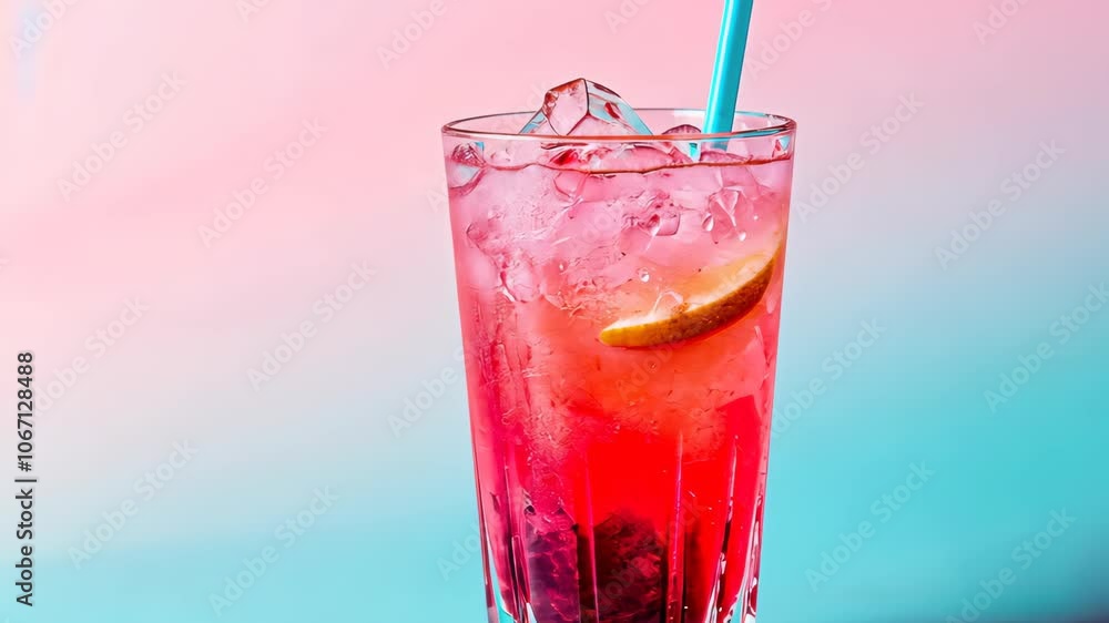 Aesthetic summer drink on a pastel gradient background, Aesthetic summer drink on a pastel gradient background,