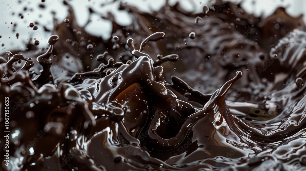 Fototapeta premium Abstract dark chocolate splash with dramatic textures