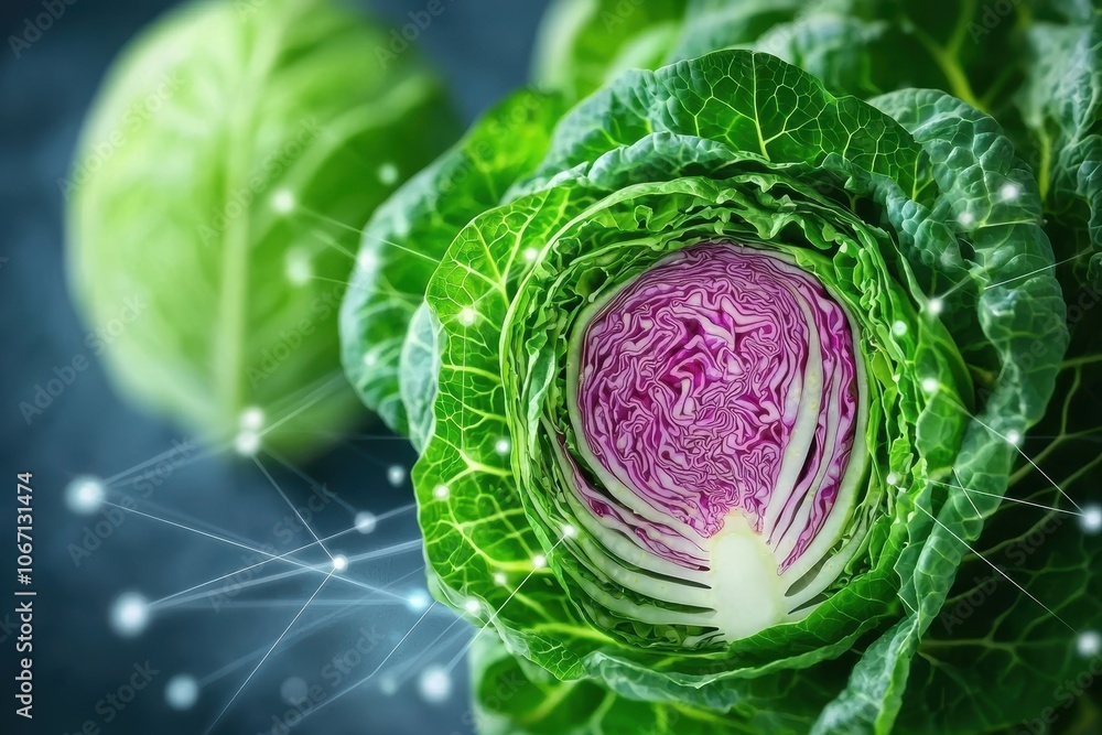 Obraz premium Sliced Napa Cabbage in 3D Stylized Illustration