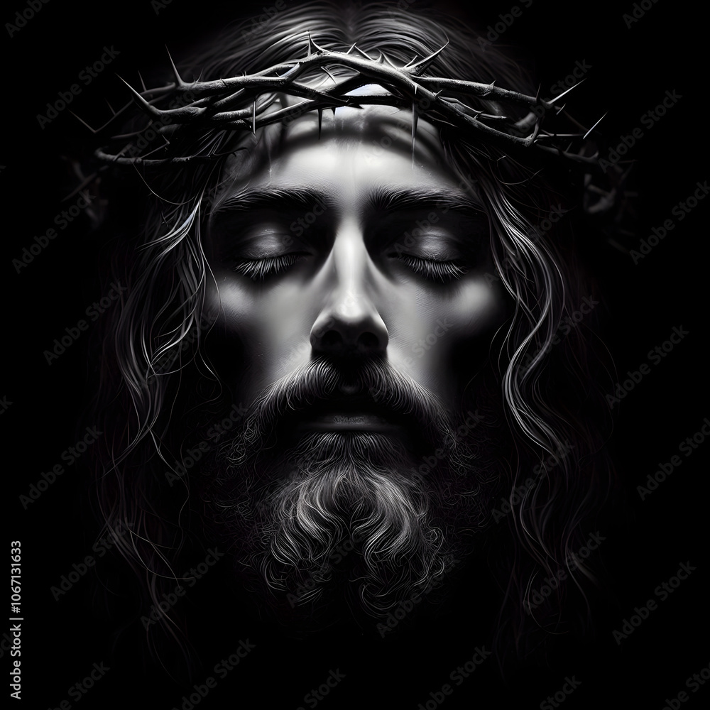 Fototapeta premium Jesus sorrowed face portrait