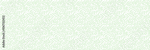 Green and white abstract retro print, vector seamless repeat pattern banner, geometric background design