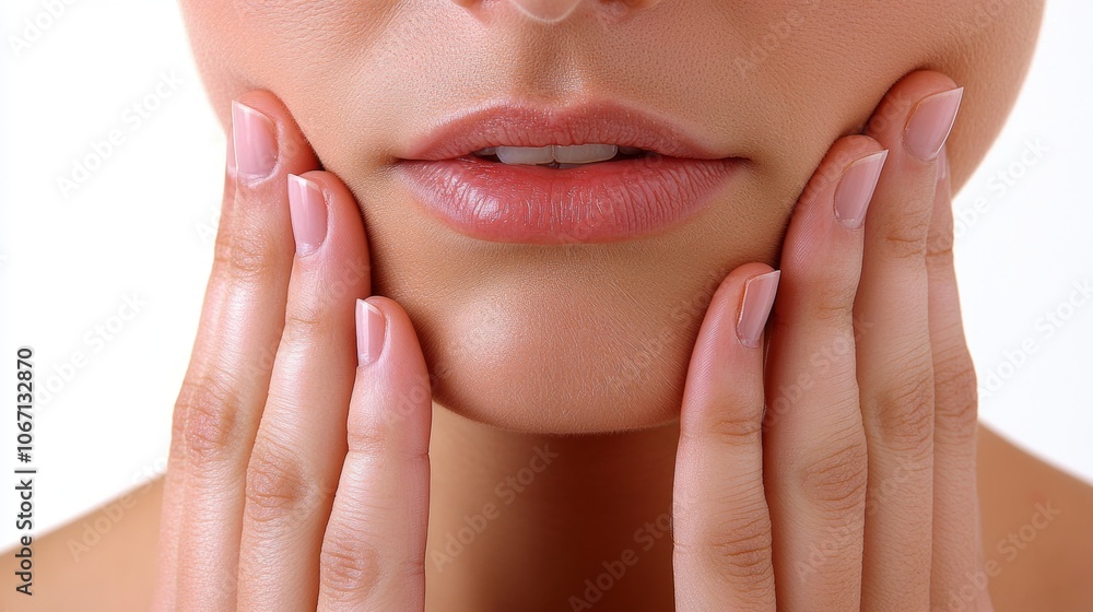 Closeup Woman s Hands Touching Face Skincare Beauty Soft Skin Smooth Skin Natural Beauty Healthy Closeup Woman s Hands Touching Face Skincare Beauty Soft Skin Smooth Skin Natural Beauty Healthy