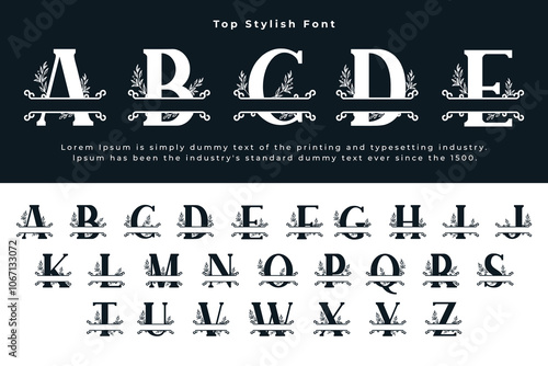 Trendy display typeface bold serif. Modern vintage alphabet collection. Uppercase, lowercase, stylish alternate typography. Vector illustration