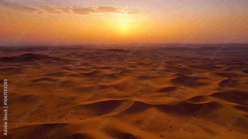 Sand Dunes in Desert Landscape with Sunset and Mountain View. Sand Dunes in Desert Landscape with Sunset and Mountain View.