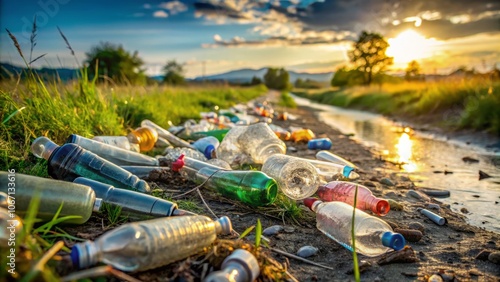 Wallpaper Mural The Silent Impact of Waste: Crushed Plastic Bottles Littering the Roadside, a Stark Reminder of Environmental Neglect and the Urgent Need for Sustainable Solutions Torontodigital.ca