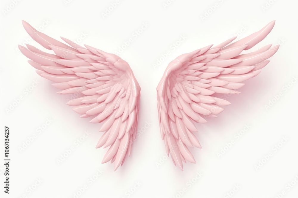 Obraz premium Angel wings pink white background archangel.