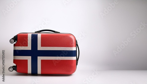 ノルウェーの国旗のスーツケース。(Norway flag on a stylish suitcase and copy space.)
 photo