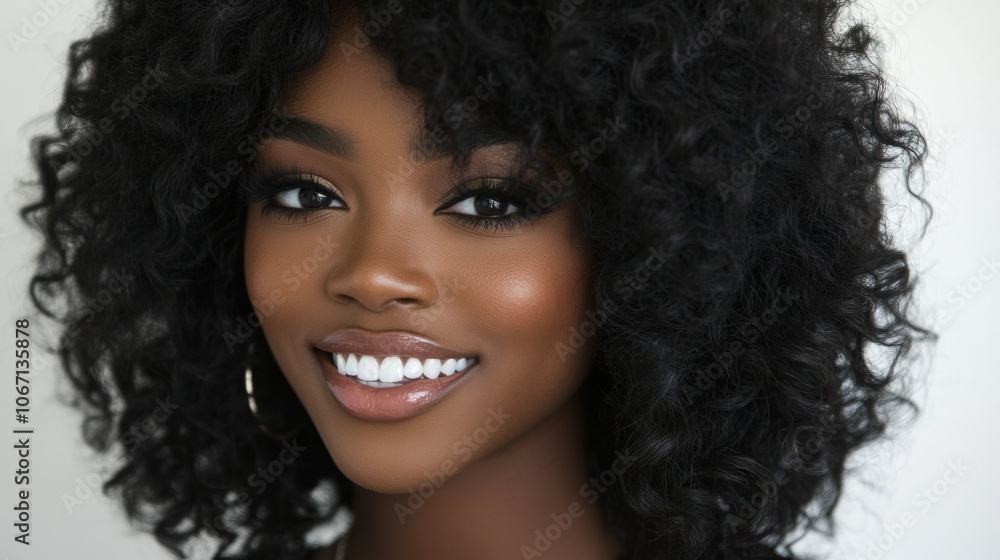 Beautiful Black Woman with Curly Hair Close up Portrait Beautiful Black Woman with Curly Hair Close up Portrait