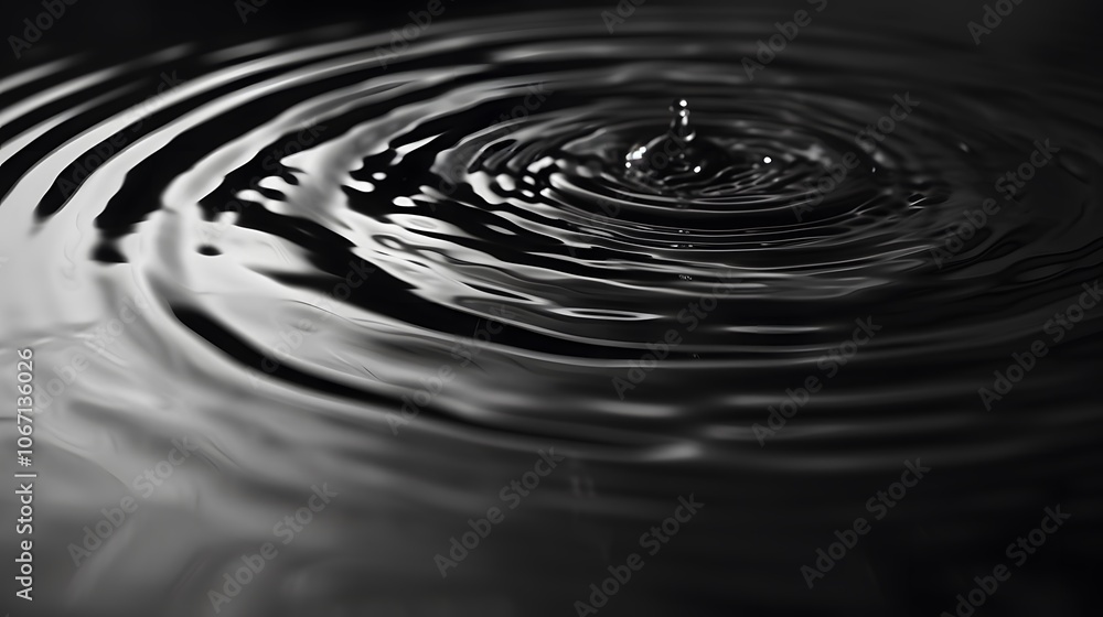 White ripples in water created by a slowmoving droplet AI generated illustration White ripples in water created by a slowmoving droplet AI generated illustration
