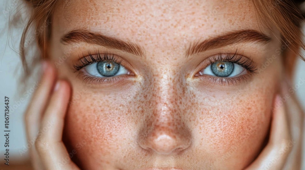 Closeup Freckles Face Woman s Eyes Beauty Skincare Portrait Closeup Freckles Face Woman s Eyes Beauty Skincare Portrait