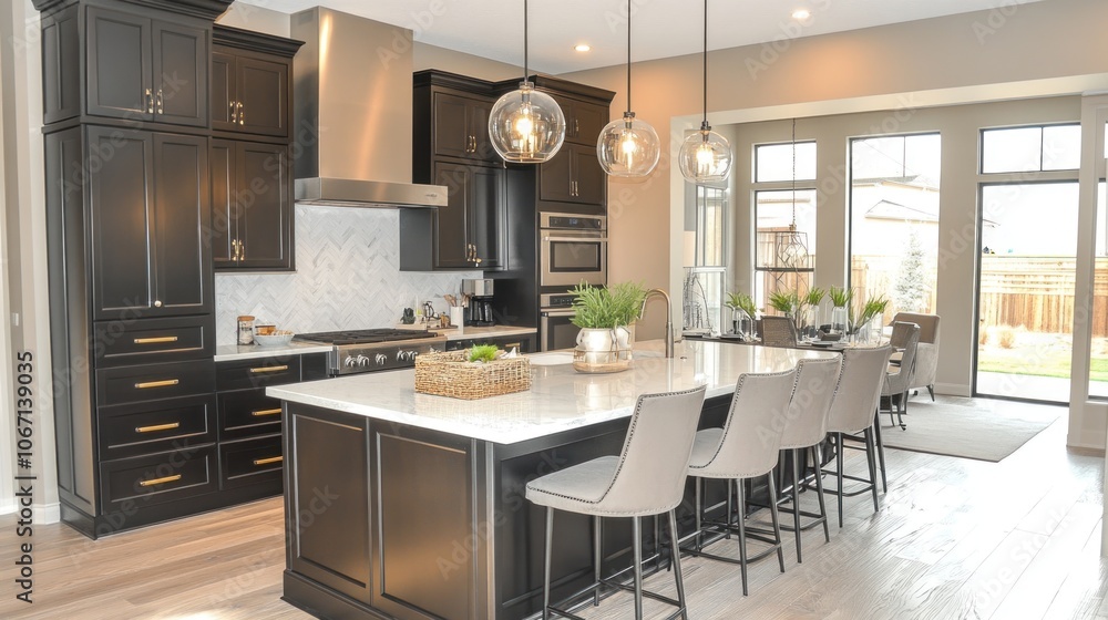 Modern Kitchen with Black Cabinets and a Kitchen Island Modern Kitchen with Black Cabinets and a Kitchen Island