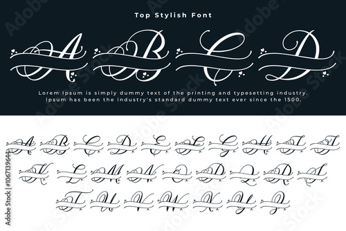 Trendy display typeface bold serif. Modern vintage alphabet collection. Uppercase, lowercase, stylish alternate typography. Vector illustration