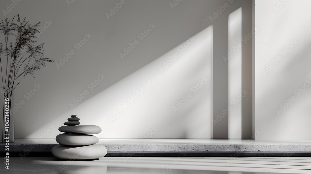 Obraz premium Presentation of gipsum props in a zenlike minimalist composition AI generated illustration