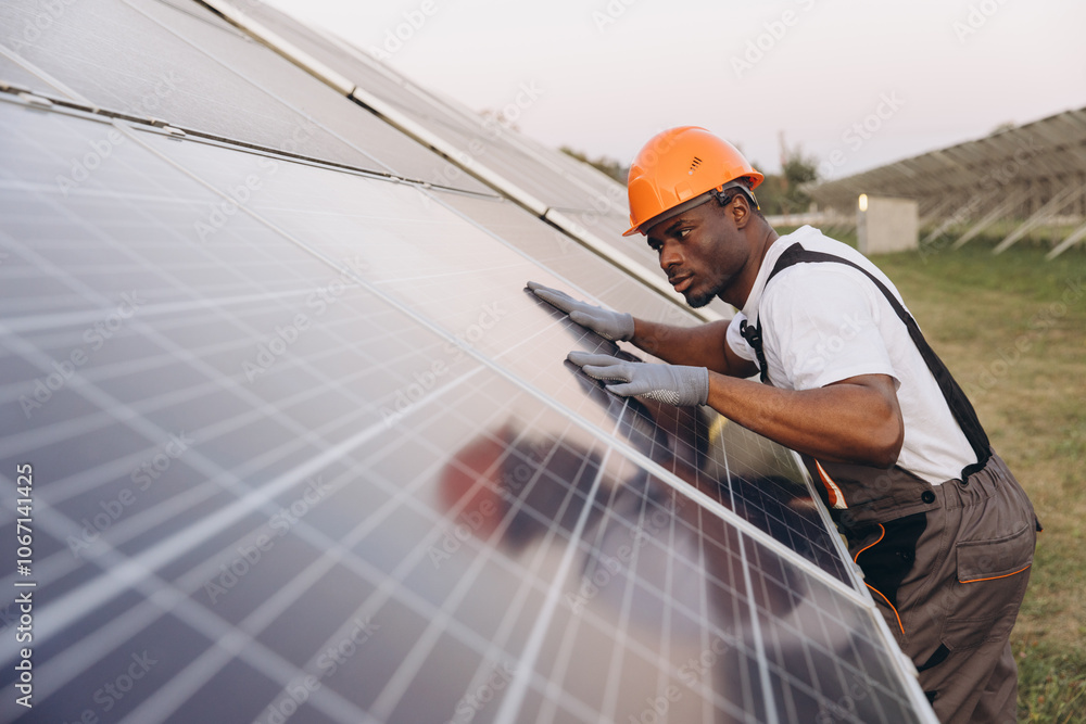 custom made wallpaper toronto digitalAfrican American Male Engineer Inspecting Solar Panels at a Solar Farm