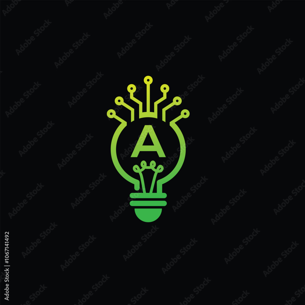 Letter A with Bulb logo design template. A logo design Letter A with Bulb logo design template. A logo design