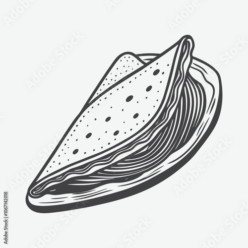 Traditional Dosa Silhouette Vector Illustration Isolated on White Background for Indian Cuisine Designs