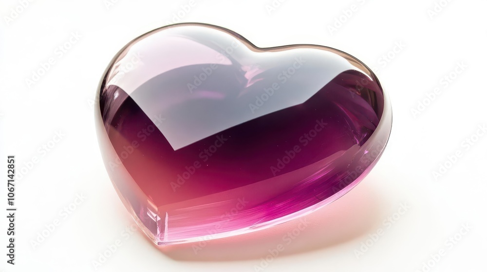 An acrylic heart with a gradient from dark purple to light pink, isolated on white An acrylic heart with a gradient from dark purple to light pink, isolated on white