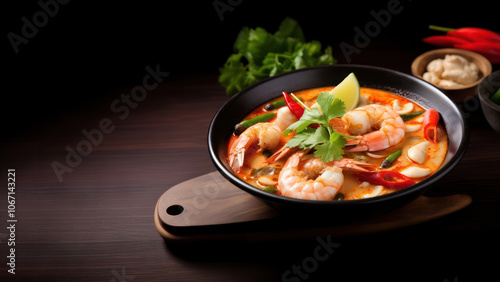 Tom yum kung seafood meal dish.