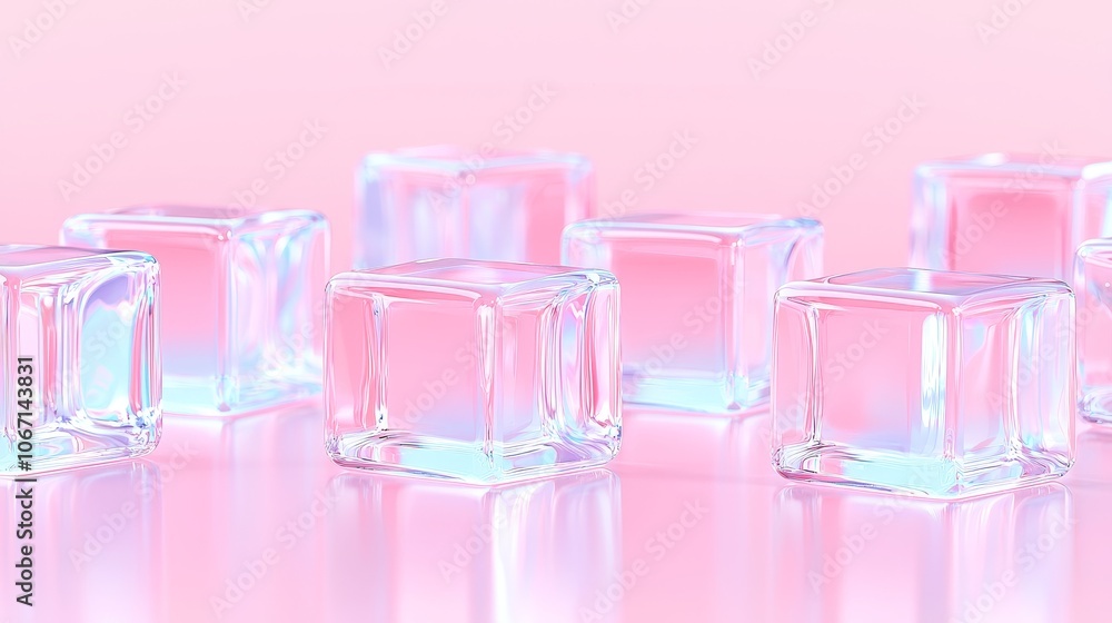 Explore the aesthetic appeal of crystal clear ice cubes on a soft pink background for unique decor ideas Explore the aesthetic appeal of crystal clear ice cubes on a soft pink background for unique decor ideas