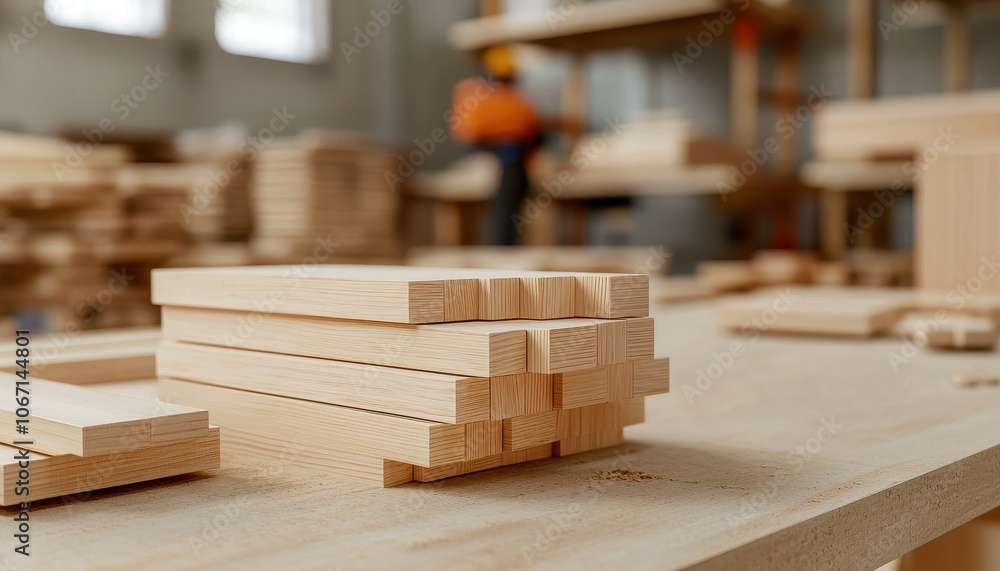Woodworker gluing and clamping furniture pieces, detailed process, 3D illustration Woodworker gluing and clamping furniture pieces, detailed process, 3D illustration