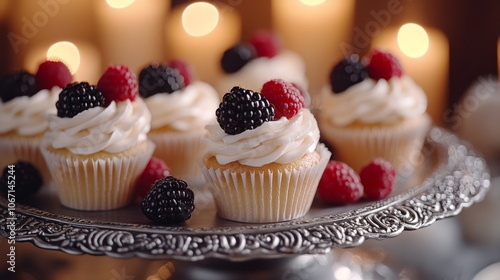 Delightful cupcakes topped with fresh berries and creamy frosting for any celebration