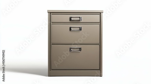 Filing cabinet on a white background, side view, sharp details