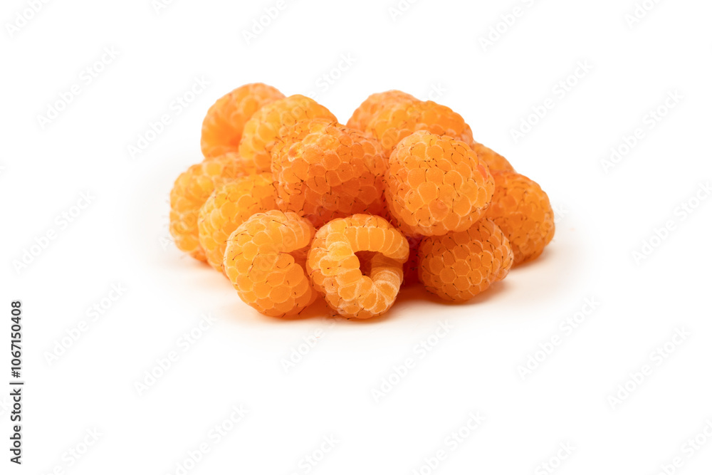 Tasty fresh raspberry isolated on a white background. Top view. Tasty fresh raspberry isolated on a white background. Top view.