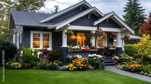 Cozy New Home with Inviting Porch and Flower Boxes