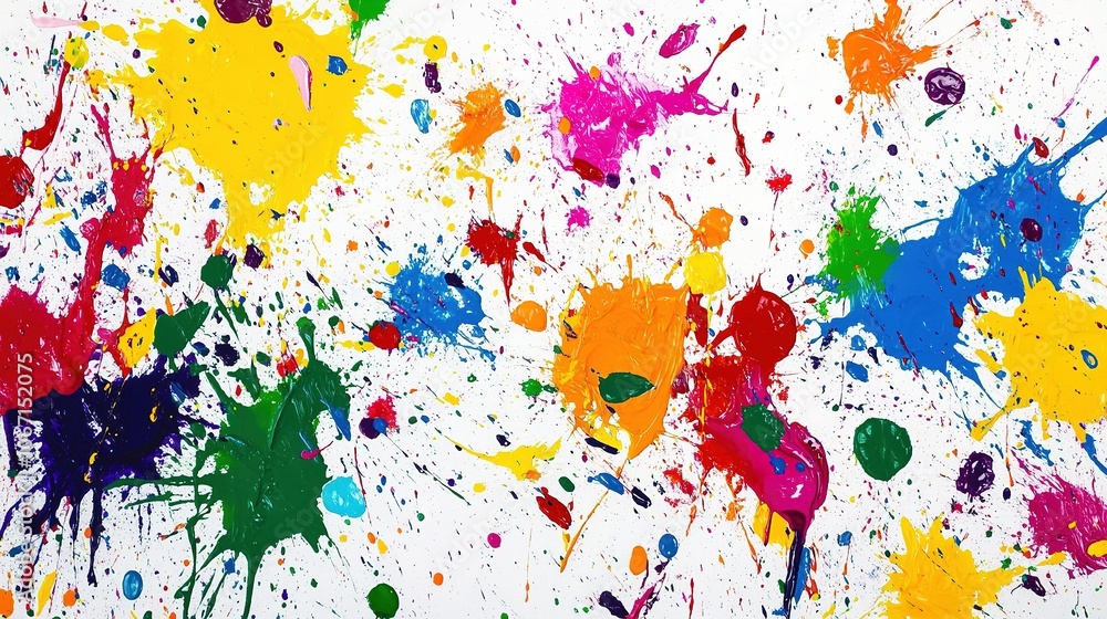 Colorful Paint Splatter on White Background. Colorful Paint Splatter on White Background.