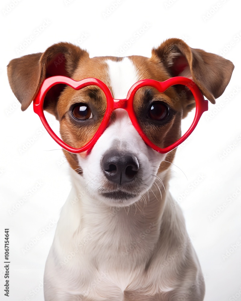 dog wearing heart shaped glasses dog wearing heart shaped glasses