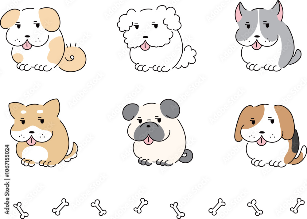 かわいい子犬のイラストセット かわいい子犬のイラストセット