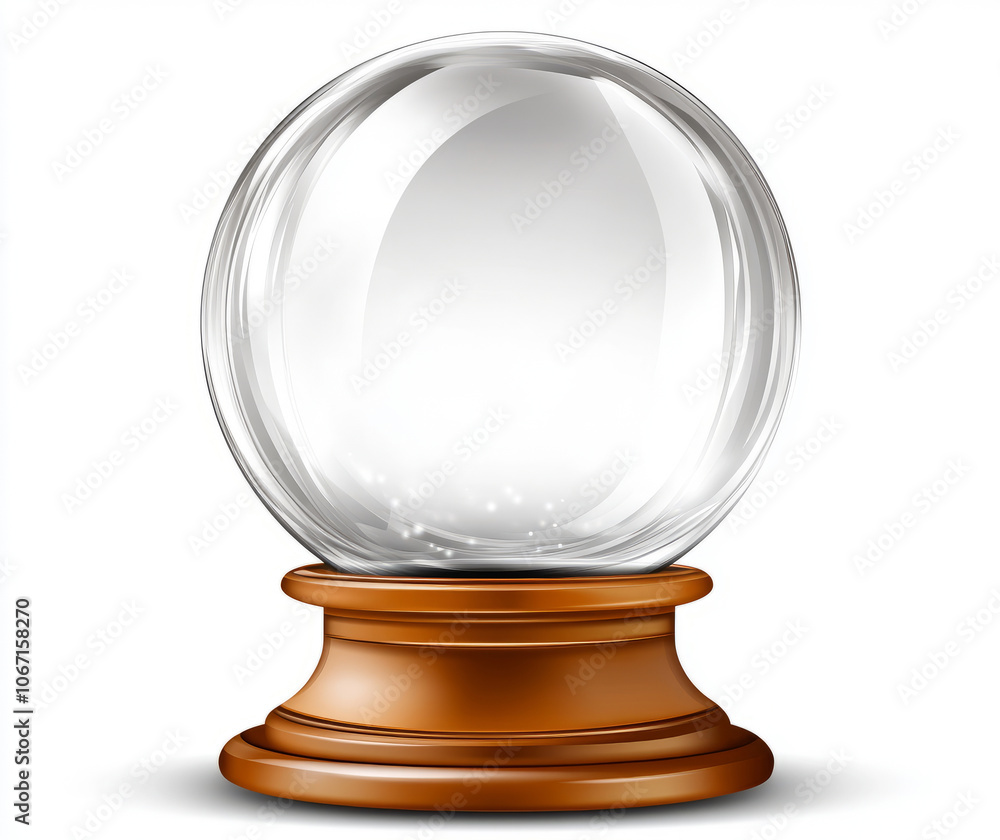 empty crystal ball on a stand, white background, empty crystal ball on a stand, white background,