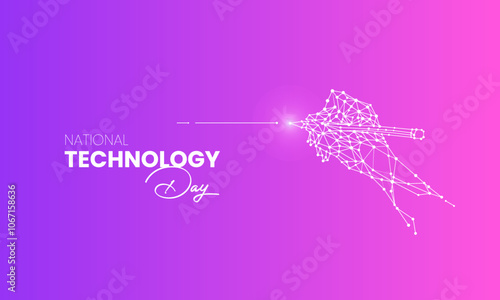 National Technology Day, Creative concept Digital Social Media Post Template. 3d Vector Illustration.