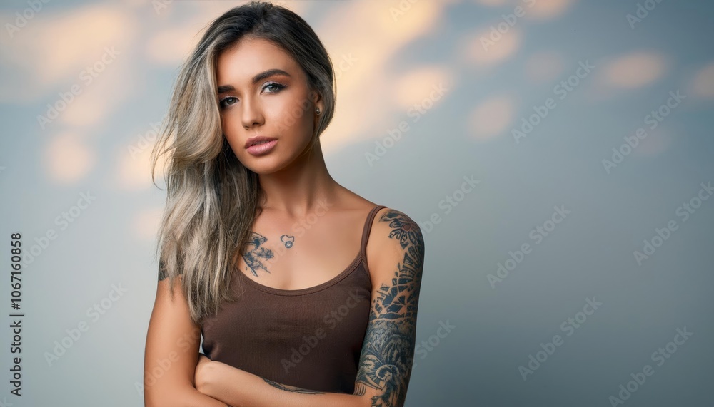 Tattoed Millanial young woman Tattoed Millanial young woman