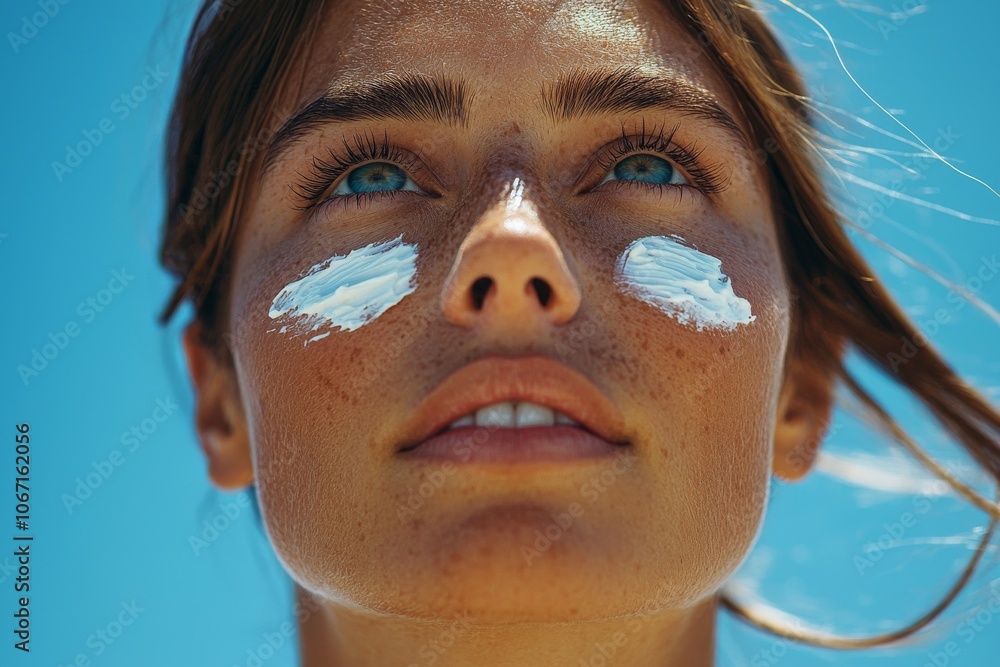 Description
A close-up of a woman with sunscreen on her face, gazing upwards against a bright blue sky, showcasing a healthy, sun-protected glow. Description
A close-up of a woman with sunscreen on her face, gazing upwards against a bright blue sky, showcasing a healthy, sun-protected glow.