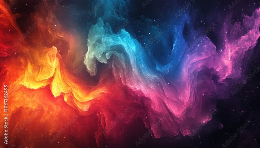 Cosmic Nebula with Swirling Colors and Stars Cosmic Nebula with Swirling Colors and Stars