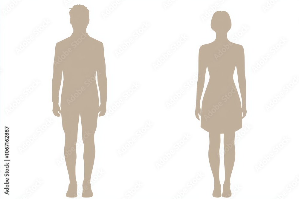 Silhouettes of male and female figures, simple vector illustration human diagram Silhouettes of male and female figures, simple vector illustration human diagram